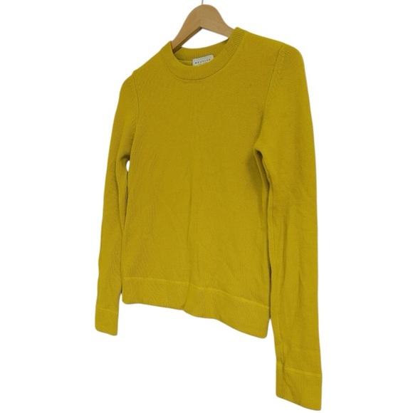 Demylee Chartreuse Yellow Cashmere Crewneck Knit Sweater, Size Medium - Picture 2 of 5
